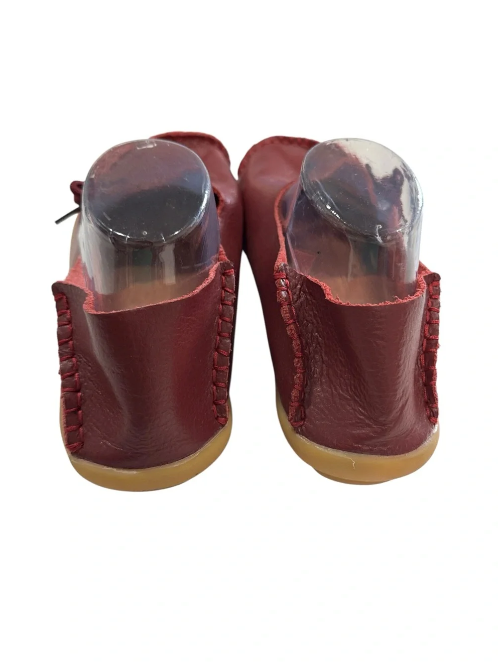 Red Leather Barefoot Loafers Moccasins Slip On Flat Shoes Size 11 Men, 13 Women